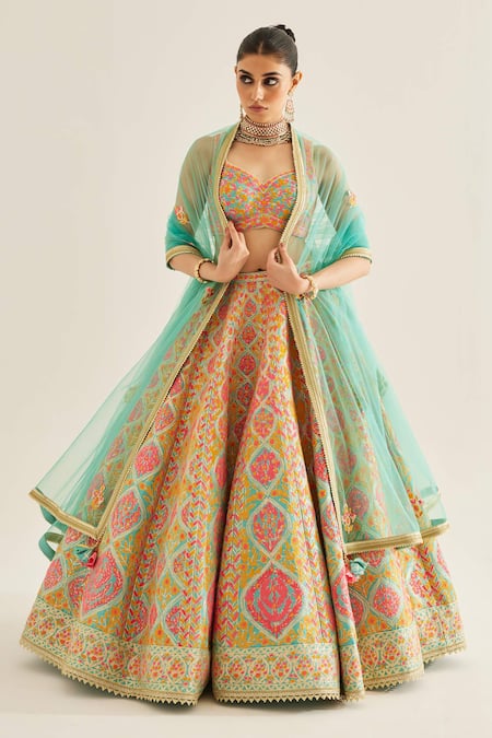 Shyam Narayan Prasad Gota & Thread Embroidered Lehenga Set 