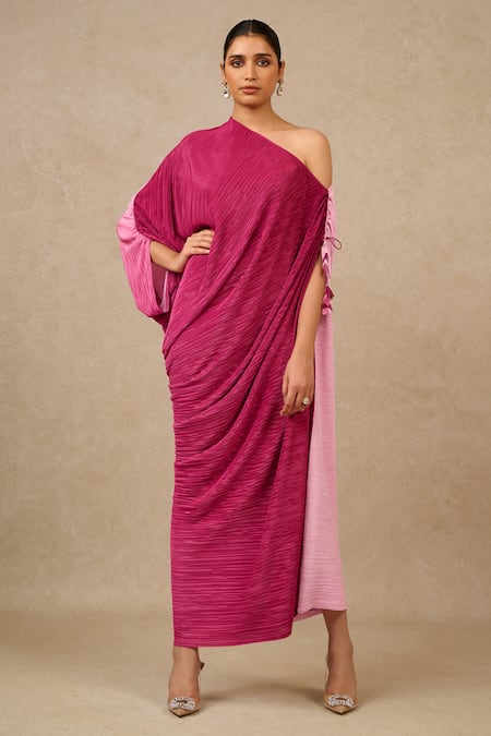 Tarun Tahiliani Ombre One Shoulder Kaftan 