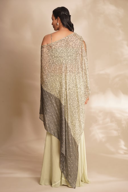 Chaashni By Maansi And Ketan One-Shoulder Printed Tunic & Pant Set