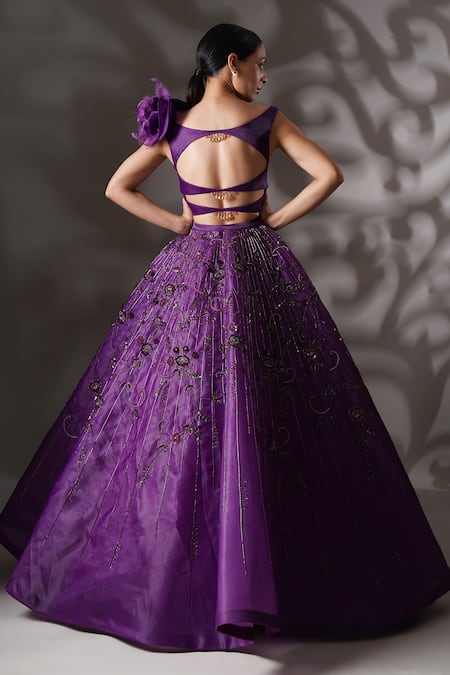 Chaashni By Maansi And Ketan Sequin Floral Embellished Gown 