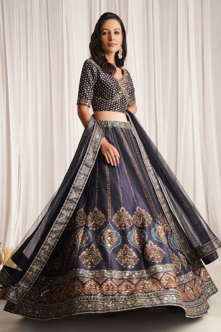 Chaashni By Maansi And Ketan Silk Floral Print Lehenga Set 