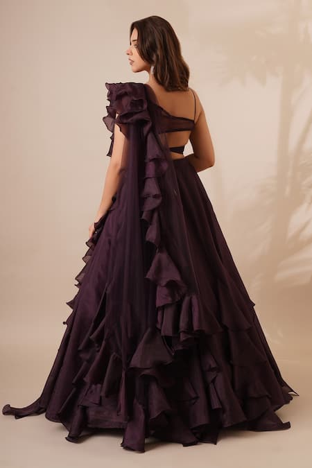 Chaashni By Maansi And Ketan Ruffle Lehenga & Blouse Set 