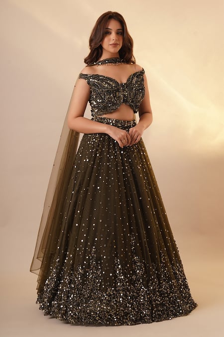 Chaashni by Maansi and Ketan Scattered Sequin Embroidered Lehenga Set 