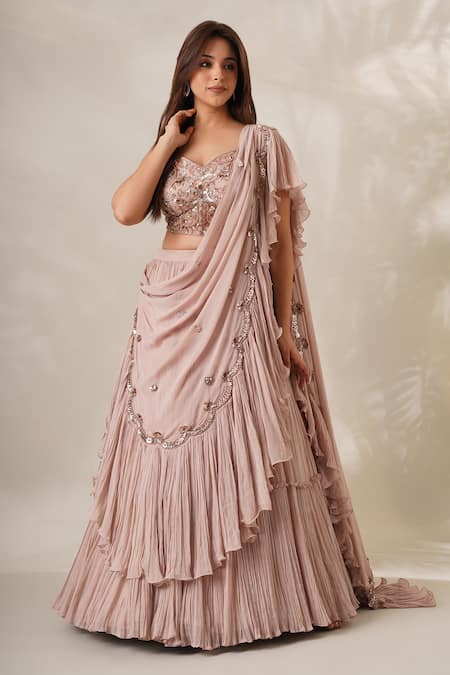 Chaashni by Maansi and Ketan Draped Lehenga & Blouse Set 