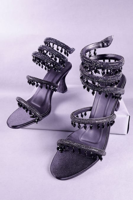 Shop_Sana K luxurious Footwear_Black Rhinestones Embellished Heels 