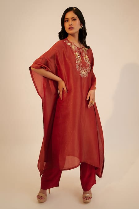 Sheela Suthar Floral Embroidered Kaftan Kurta & Pant Set 