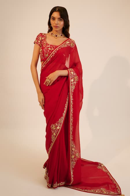 Sheela Suthar Floral Embroidered Saree With Blouse 