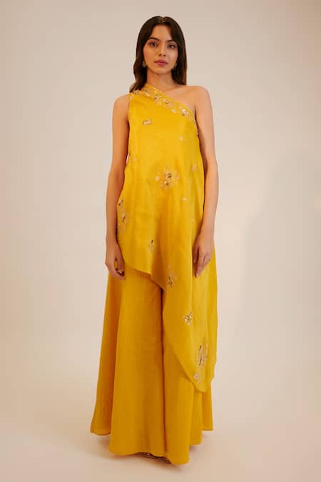 Sheela Suthar Asymmetric Embroidered Tunic & Pant Set 