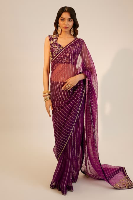 Sheela Suthar Hand Embroidered Saree With Blouse 