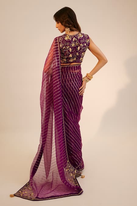 Sheela Suthar Hand Embroidered Saree With Blouse 