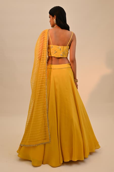 Sheela Suthar Embroidered Yellow Lehenga Set 