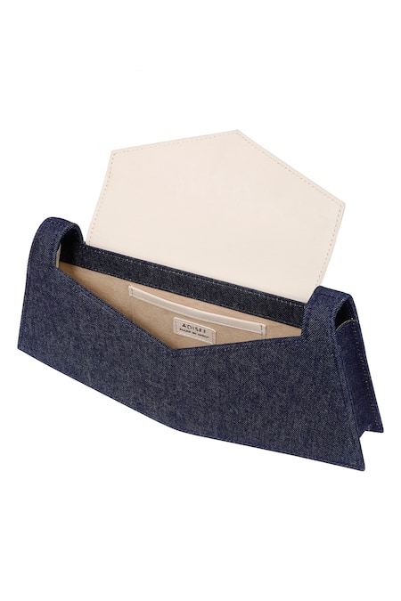 Buy_Adisee_Blue Woven Alyssa Denim Structured Baguette _Online_at_Aza_Fashions