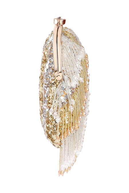 Fuchsia by aashaka mehta Gold Sequins, Beads, Crystals Glamour Embroidered Potli Bag Online at Aza Fashions Fuchsia by aashaka mehta_Gold Sequins, Beads, Crystals Glamour Embroidered Potli Bag _Online_at_Aza_Fashions