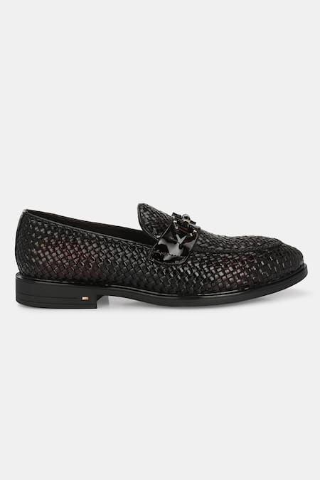 Lafattio_Red Textured Loafers  _Online_at_Aza_Fashions