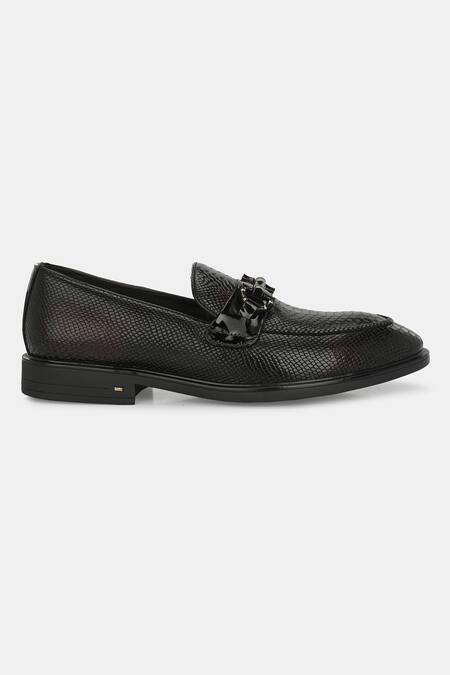 Buy_Lafattio_Red Textured Leather Animal Loafers  _Online_at_Aza_Fashions