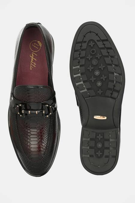 Shop_Lafattio_Red Textured Leather Animal Loafers  