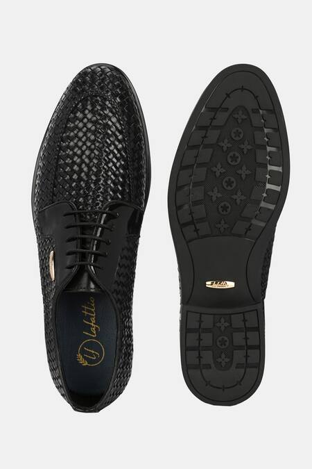Buy_Lafattio_Black Textured Leather Shoes 