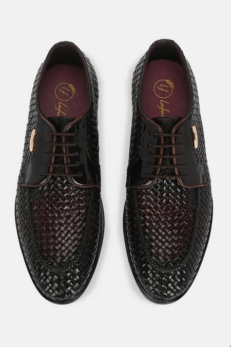 Shop_Lafattio_Red Textured Shoes  _at_Aza_Fashions