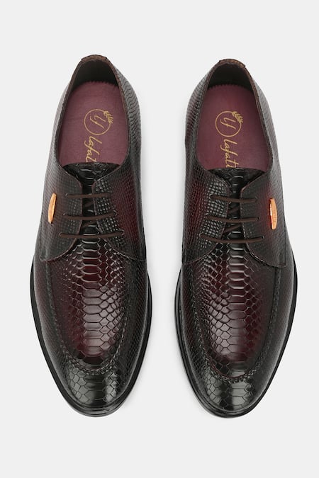 Shop_Lafattio_Red Textured Animal Shoes  _at_Aza_Fashions