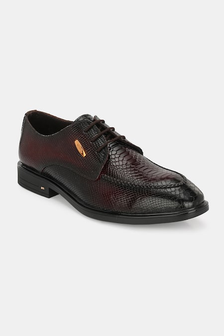 Lafattio_Red Textured Animal Shoes  _Online_at_Aza_Fashions