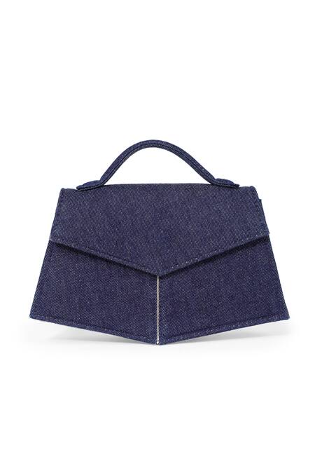 Shop_Adisee_Blue Woven Kendal Denim Structured Crossbody Bag 