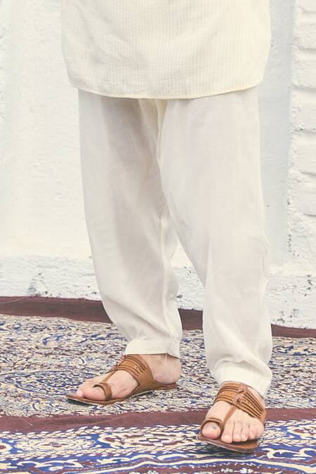 Nafs Off White Cotton Embroidery Thread Yoke Kurta Set Online at Aza Fashions Nafs_Off White Cotton Embroidery Thread Yoke Kurta Set_Online_at_Aza_Fashions