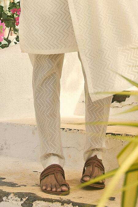 Nafs Off White Chanderi Angarkha Style Kurta Set Online at Aza Fashions Nafs_Off White Chanderi Angarkha Style Kurta Set _Online_at_Aza_Fashions