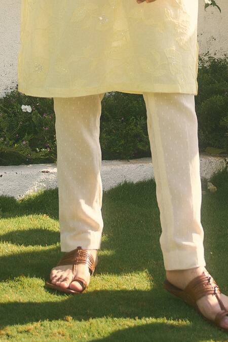 Nafs Yellow Cotton Mirrors, Sequins, Zari Floral Applique Kurta Pant Set Online at Aza Fashions Nafs_Yellow Cotton Mirrors, Sequins, Zari Floral Applique Kurta Pant Set_Online_at_Aza_Fashions