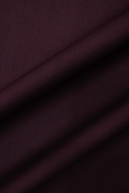 Hespoke_Maroon Cotton Embroidery Mandarin Collar Shirt_Online_at_Aza_Fashions