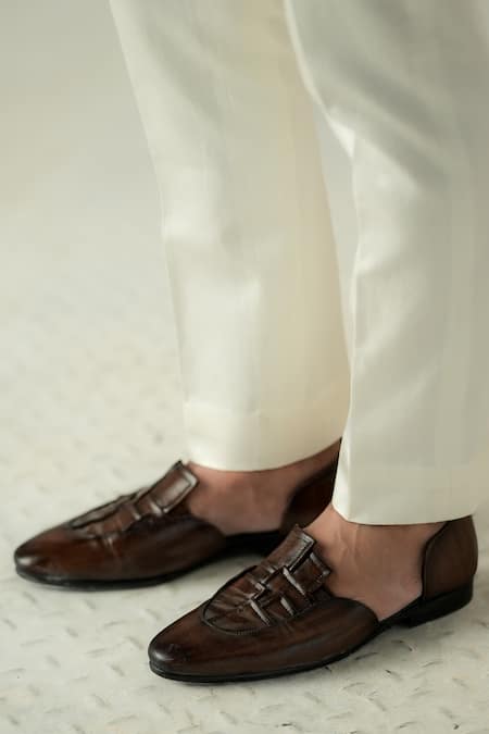 Shop Jatin Malik Brown Clavier Ombre Leather Caligae at Aza Fashions Shop_Jatin Malik_Brown Clavier Ombre Leather Caligae _at_Aza_Fashions