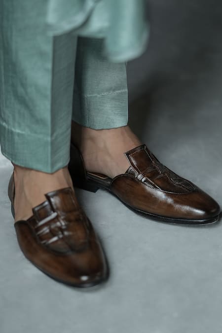 Jatin Malik Brown Clavier Ombre Leather Caligae Online at Aza Fashions Jatin Malik_Brown Clavier Ombre Leather Caligae _Online_at_Aza_Fashions