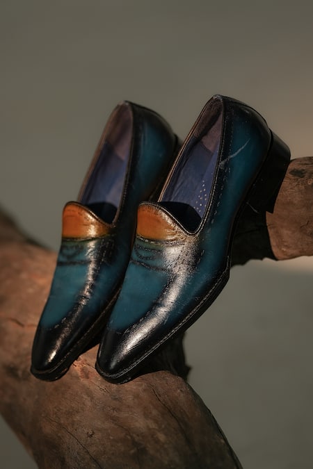 Shop Jatin Malik Blue Buckles Good Year Welted Leather Shoes at Aza Fashions Shop_Jatin Malik_Blue Buckles Good Year Welted Leather Shoes _at_Aza_Fashions