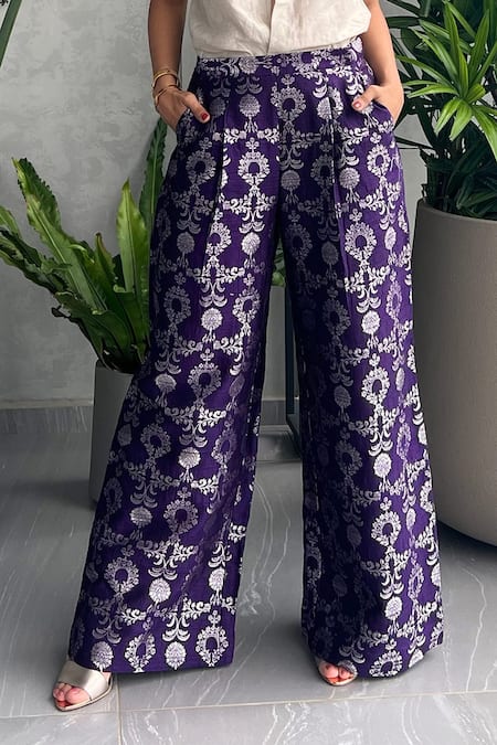 Buy SOBARIKO Silver Silk Woven Floral Spread Collar Shirt And Pant Set Online at Aza Fashions Buy_SOBARIKO_Silver Silk Woven Floral Spread Collar Shirt And Pant Set _Online_at_Aza_Fashions
