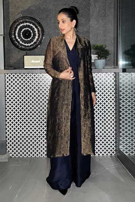 Classic Black Jumpsuit With A Long Jacket - Aari India