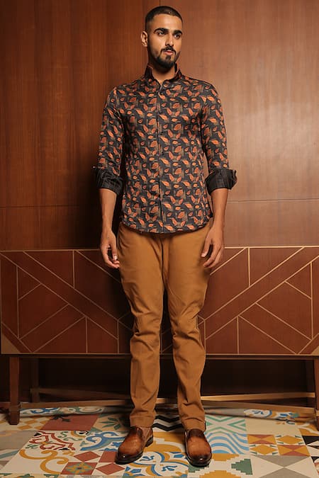 Rohit Kamra Jaipur Autumn Leaves Print Shirt 