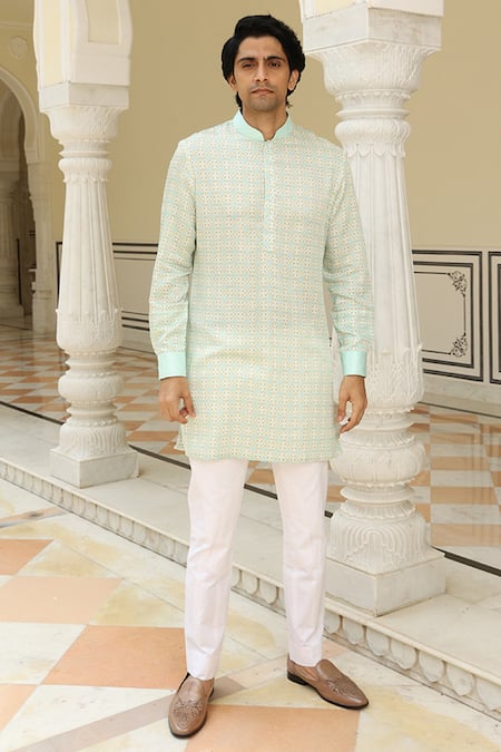 Rohit Kamra Jaipur Flower Tile Print Kurta 