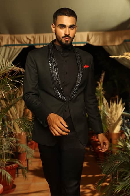 Rohit Kamra Jaipur Shawl Collar Embroidered Tuxedo 