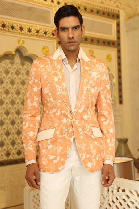 Rohit Kamra Jaipur Foliage Pattern Blazer 