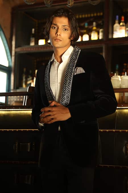 Rohit Kamra Jaipur Lapel Embroidered Tuxedo 