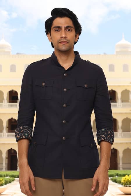 Rohit Kamra Jaipur Pocket Detail Linen Jacket 