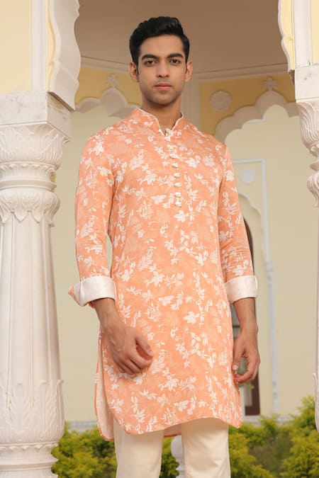 Rohit Kamra Jaipur Leaves Print Kurta 
