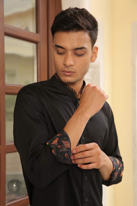 Rohit Kamra Jaipur Printed Cuff Cotton Shirt 