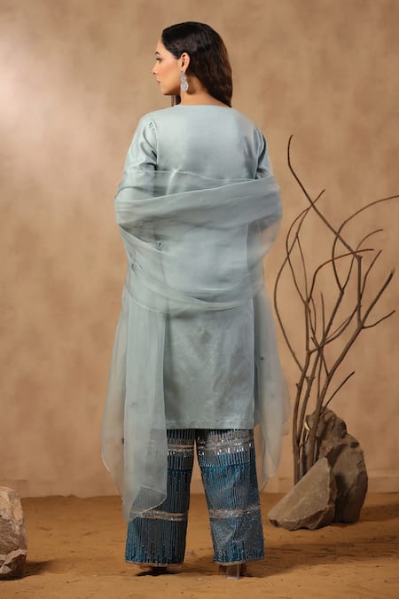 Palak Khandelwal Chanderi Kurta Set With Hand Embroidered Pant 