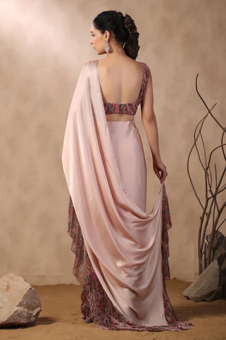 Palak Khandelwal Printed Pre-Draped Ruffle Saree With Blouse 