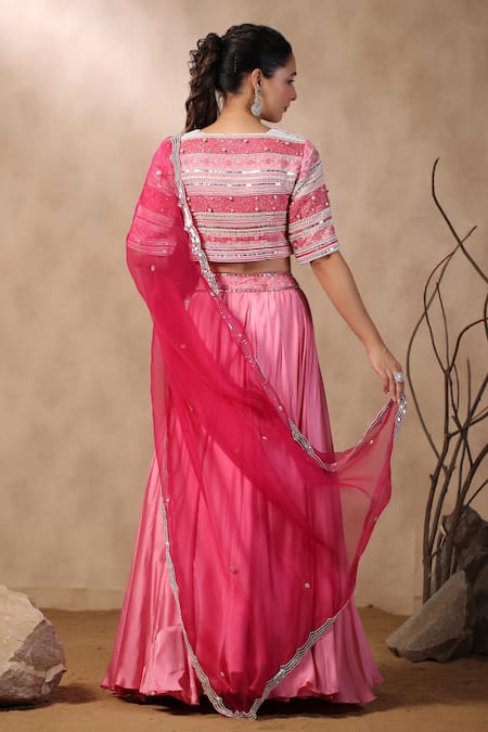 Palak Khandelwal Hand Embroidered Blouse Satin Skirt Set 