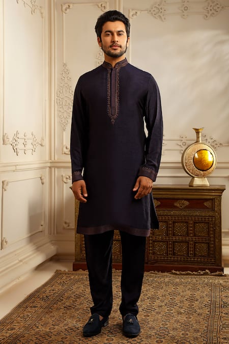 Vanshik Blue Vine Garden Embroidered Bundi Set 