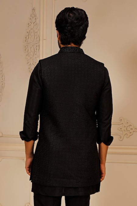 Vanshik Bloom Flora Embroidered Bundi Kurta Set 