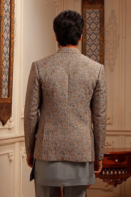 Vanshik Mughal Garden Embroidered Jacket Kurta Set 