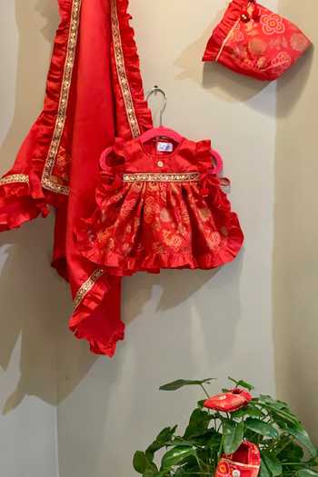 Rage Attire-Sweta Saria Banarasi Peacock Pattern Jamna Dress Set 