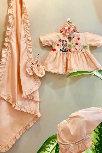 Rage Attire-Sweta Saria Giraffe Floral Embroidered Jamna Dress Set 
